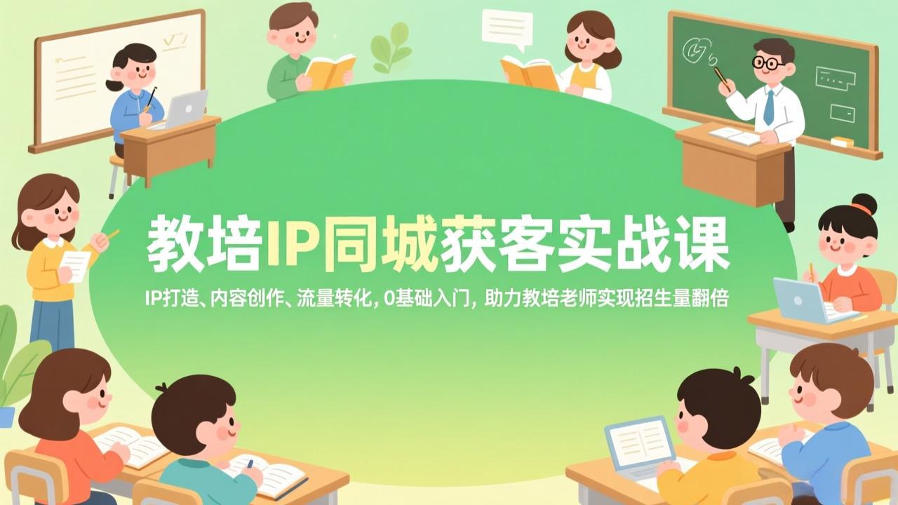 （17341期）教培IP同城获客实战课，IP打造、内容创作、流量转化，0基础入门，助力教培老师实现招生量翻倍-靠谱项目库