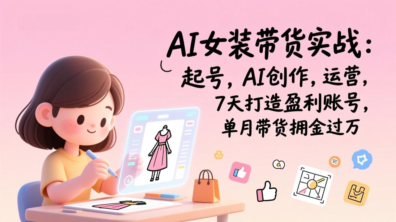 （17088期）AI女装带货实战：起号，AI创作，运营，7天打造盈利账号，单月带货佣金过万-靠谱项目库