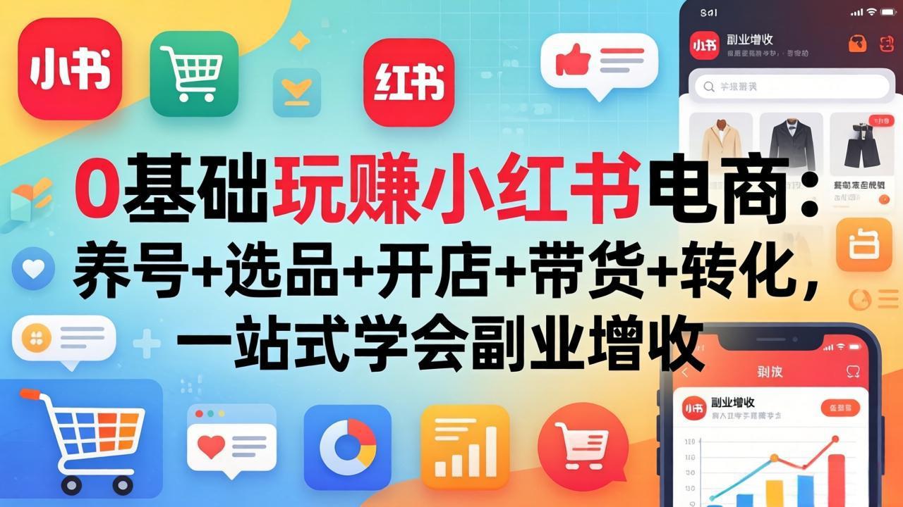 （17949期）0基础玩赚小红书电商：养号+选品+开店+带货+转化，一站式学会副业增收-靠谱项目库