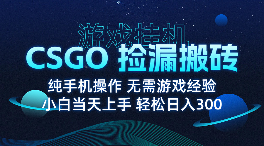 （15820期）8月最新游戏搬砖，CSGO纯挂机，不需要玩游戏，实现真挂机，月入1W+-靠谱项目库