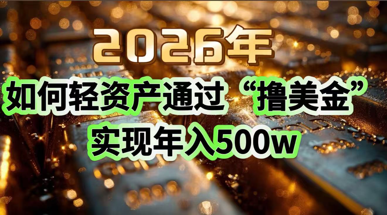 （17033期）2026年如何轻资产通过“撸美金”实现年入500w-靠谱项目库