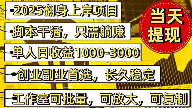 （16501期）2025翻身上岸项目脚本干活，内部客户经理内部开号，单人日收益1000-300…-靠谱项目库