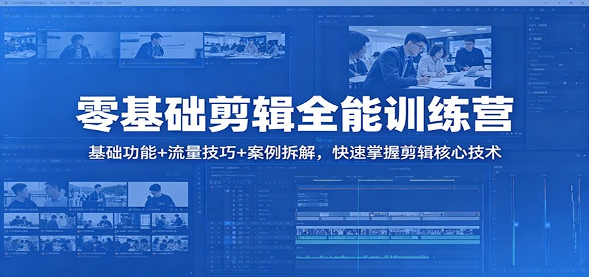 零基础剪辑全能训练营：基础功能+流量技巧+案例拆解，快速掌握剪辑核心技术-靠谱项目库
