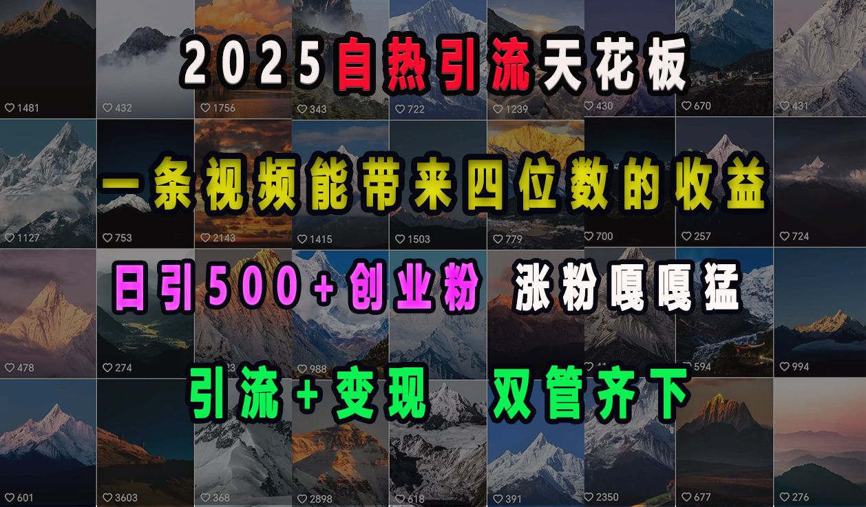 2025自热引流天花板，一条视频能带来四位数的收益，引流+变现双管齐下，日引500+创业粉，涨粉嘎嘎猛-靠谱项目库