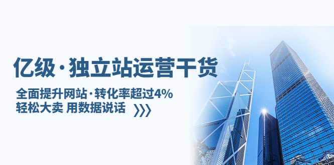 独立站运营干货：全面提升网站·转化率超过4%，轻松大卖 用数据说话-靠谱项目库