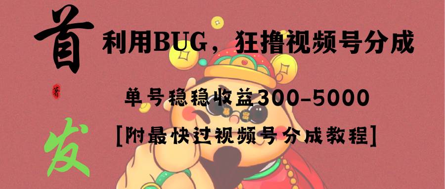 全网独家首发，视频号BUG，超短期项目，单号每日净收益300-5000！-靠谱项目库