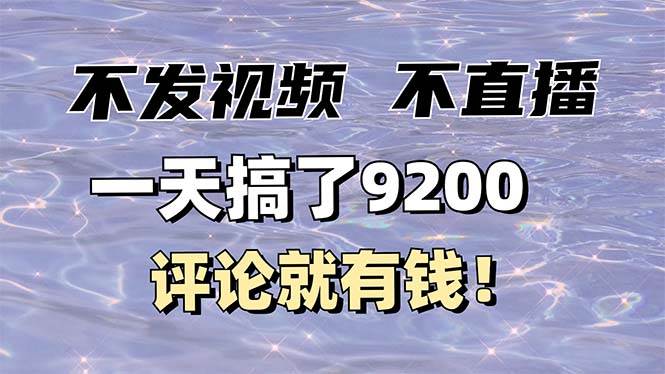 （14018期）不发作品不直播，评论就有钱，一条最高10块，一天搞了9200-靠谱项目库