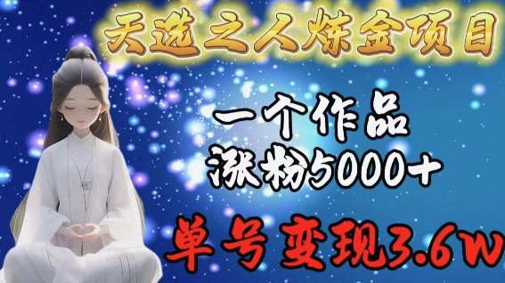 天选之人炼金项目，一个作品涨粉5000+，单号变现3.6w【揭秘】-靠谱项目库