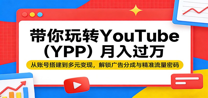 带你玩转YouTube（YPP）月入过万：从账号搭建到多元变现，解锁广告分成与精准流量密码-靠谱项目库