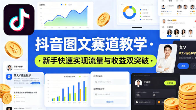 抖音图文赛道教学，某大V精选教学，新手也能快速实现流量与收益双突破-靠谱项目库