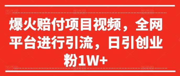爆火赔付项目视频，全网平台进行引流，日引创业粉1W+【揭秘】-靠谱项目库
