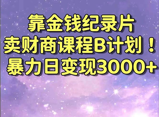 （8944期）靠金钱纪录片卖财商课程B计划！暴力日变现3000+，喂饭式干货教程！-靠谱项目库