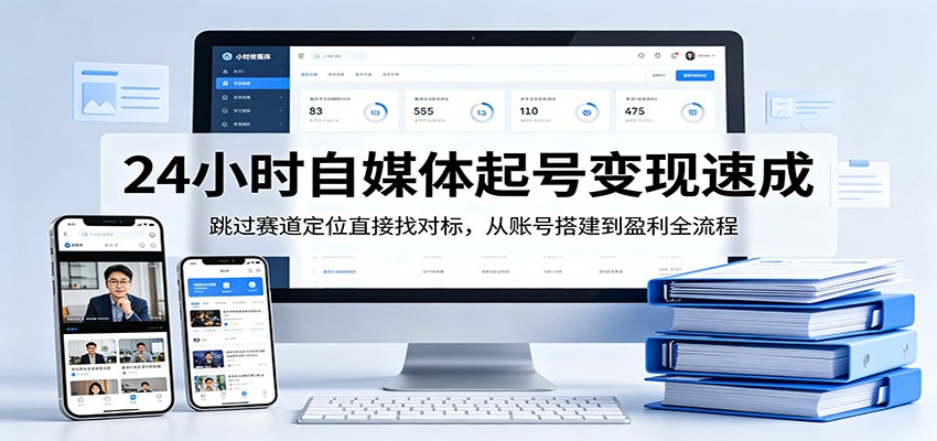 24小时自媒体起号变现速成，跳过赛道定位直接找对标，从账号搭建到盈利全流程-靠谱项目库