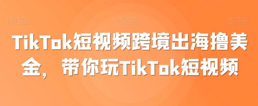 TikTok短视频跨境出海撸美金，带你玩TikTok短视频-靠谱项目库