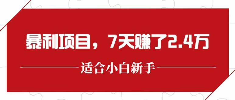 （15228期）最新暴利项目，每单收益轻松在300以上，7天赚了2.4万-靠谱项目库