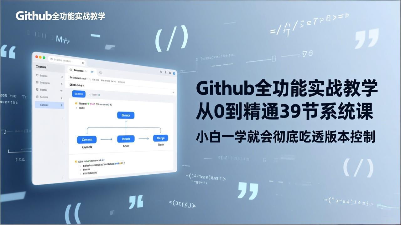 （17501期）GitHub-全功能实战教学，从0到精通39节系统课，小白一学就会彻底吃透版本控制-靠谱项目库