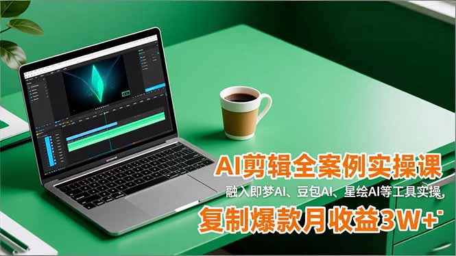 （16770期）AI剪辑全案例实操课，融入即梦AI、豆包AI、星绘AI等工具实操，复制爆款月收益3W+-靠谱项目库