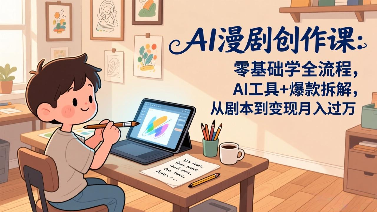 （17519期）AI漫剧创作课：零基础学全流程，AI工具+爆款拆解，从剧本到变现月入过万-靠谱项目库