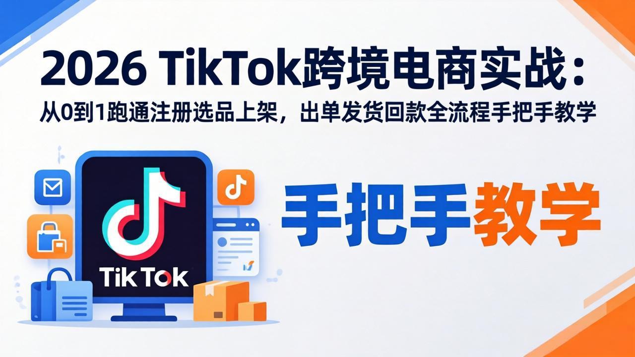 （18027期）2026TikTok跨境电商实战-更新：从0到1跑通注册选品上架，出单发货回款全流程手把手教学-靠谱项目库