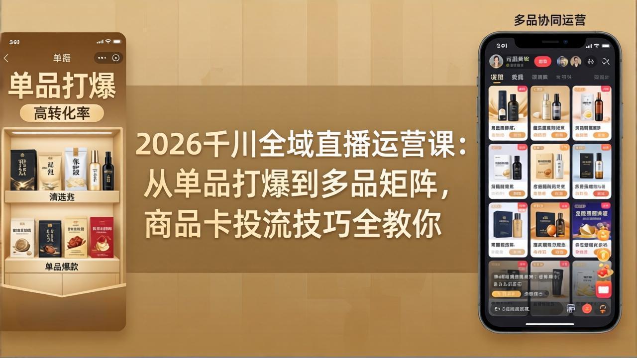 （18028期）2026千川全域直播运营课：从单品打爆到多品矩阵，商品卡投流技巧全教你-靠谱项目库