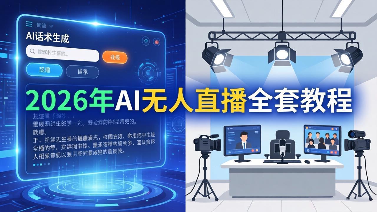 （17953期）2026年AI无人直播全套教程：OBS安装+软件配置+直播间搭建+话术生成+一键开播实操-靠谱项目库