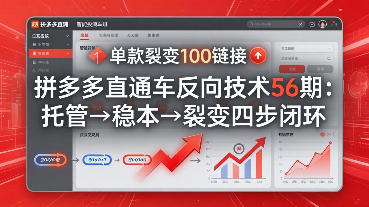 （17737期）拼多多直通车反向技术56期：托管→稳本→裂变四步闭环，单款裂变100链接抢占核心流量-靠谱项目库