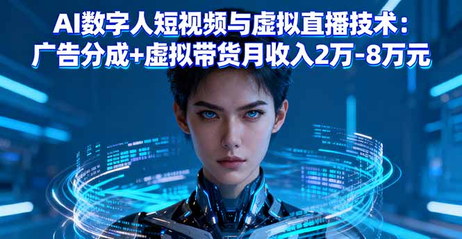 （16148期）AI数字人短视频与虚拟直播技术：广告分成+虚拟带货月收入2万-8万元-靠谱项目库