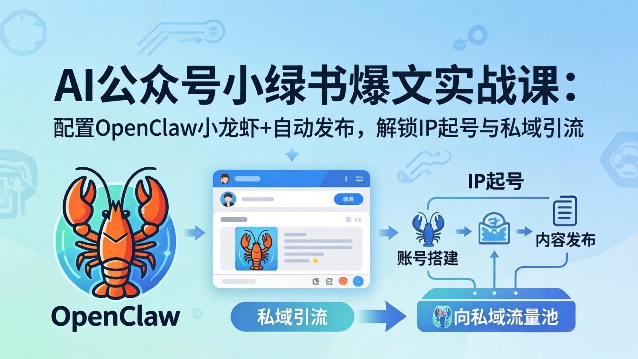 （18132期）AI公众号小绿书变现实战课：小绿书爆文写作+OpenClaw自动发布，解锁IP起号与私域引流-靠谱项目库