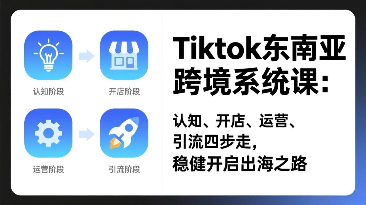 （17243期）TikTok东南亚跨境系统课：认知、开店、运营、引流四步走，稳健开启出海之路-靠谱项目库