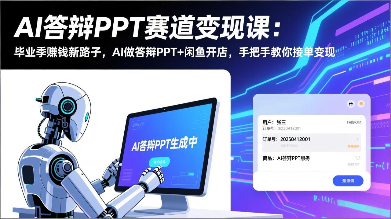（17546期）AI答辩PPT赛道变现课：毕业季赚钱新路子，AI做答辩PPT+闲鱼开店，手把手教你接单变现-靠谱项目库