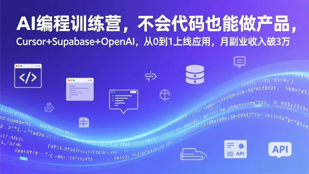 （17388期）AI编程训练营，不会代码也能做产品，Cursor+Supabase+OpenAI，从0到1上线应用，月副业收入破3万-靠谱项目库