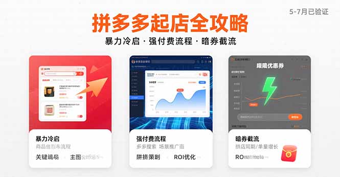 （15670期）拼多多起店全攻略，暴力冷启，强付费流程，暗券截流，5-7月已验证的方法-靠谱项目库