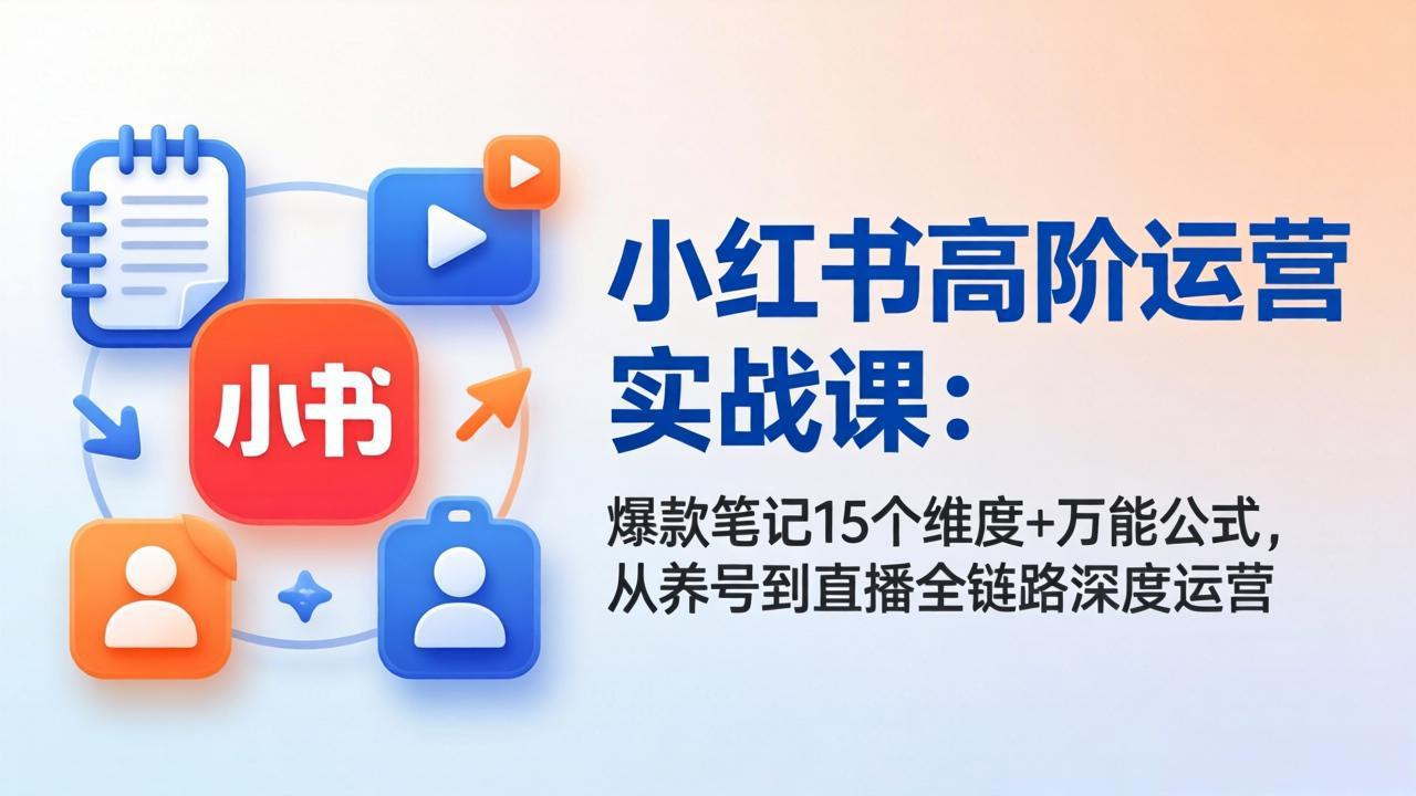 （17844期）小红书高阶运营实战课：爆款笔记15个维度+万能公式，从养号到直播全链路深度运营-靠谱项目库