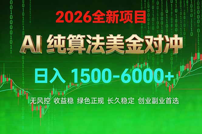 （17466期）2026 全新美金对冲项目，不套平台赠金，不封号，纯算法对冲，日入 1500-6000+-靠谱项目库