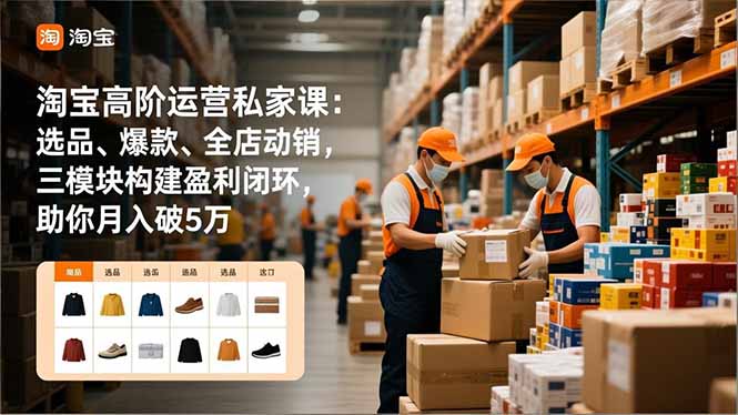 （16865期）淘宝高阶运营私家课：选品、爆款、全店动销，三模块构建盈利闭环，助你月入破5万-靠谱项目库