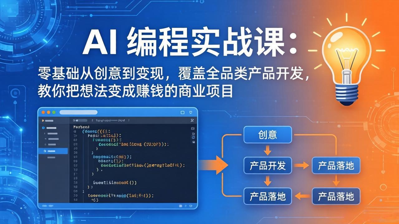 （17814期）AI编程实战课-第三期更新：零基础从创意到变现，覆盖全品类产品开发，把想法变成赚钱的项目-靠谱项目库