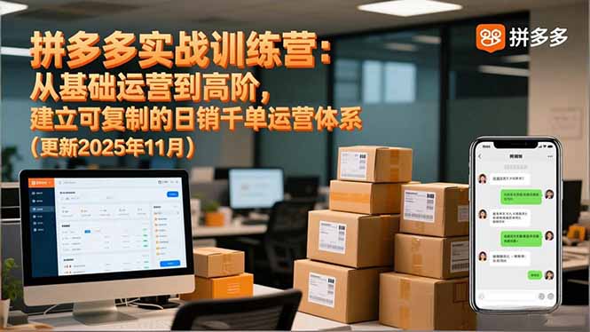 （16700期）拼多多实战训练营：从基础运营到高阶，建立可复制的日销千单运营体系（更新11月）-靠谱项目库