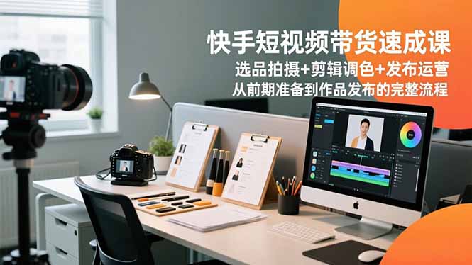 （16752期）快手短视频带货速成课，选品拍摄+剪辑调色+发布运营，从前期准备到作品发布的完整流程-靠谱项目库