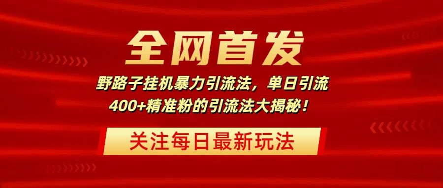 全网首发，野路子挂机暴力引流法，单日引流400+精准粉的引流法大揭秘！-靠谱项目库