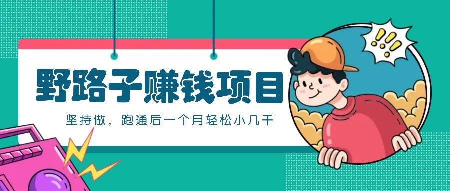 一个人就能操作的野路子赚钱项目，零成本零门槛坚持做，跑通后一个月小几千！-靠谱项目库