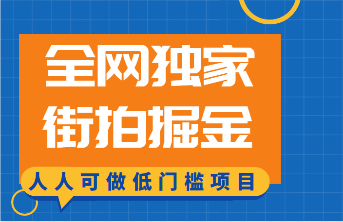 全网独家一街拍掘金，低门槛人人可做的赚钱项目-靠谱项目库