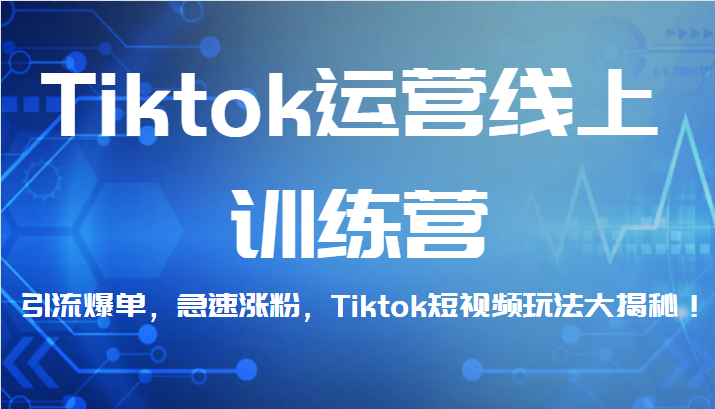 Tiktok运营线上训练营，引流爆单，急速涨粉，Tiktok短视频玩法大揭秘！-靠谱项目库