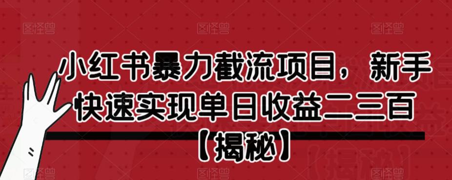 小红书暴力截流项目，新手快速实现单日收益二三百【仅揭秘】-靠谱项目库