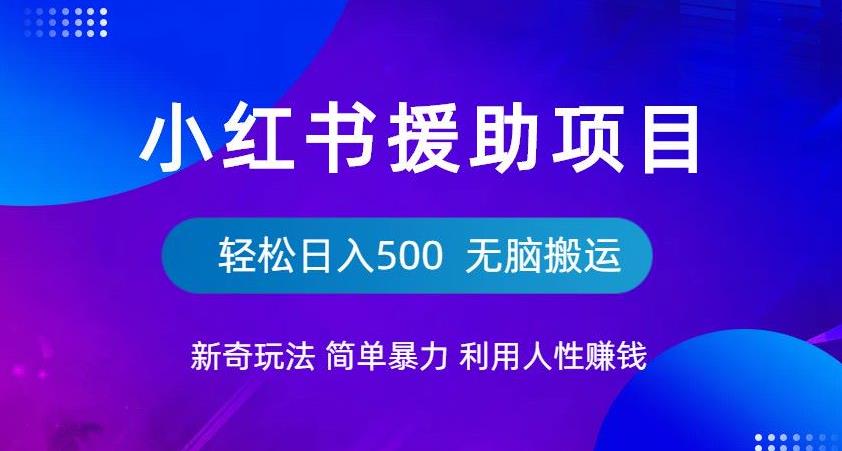 小红书援助项目新奇玩法，简单暴力，无脑搬运轻松日入500【揭秘】-靠谱项目库