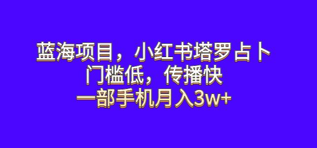 蓝海项目，小红书塔罗占卜，门槛低，传播快，一部手机月入3w+【揭秘】-靠谱项目库