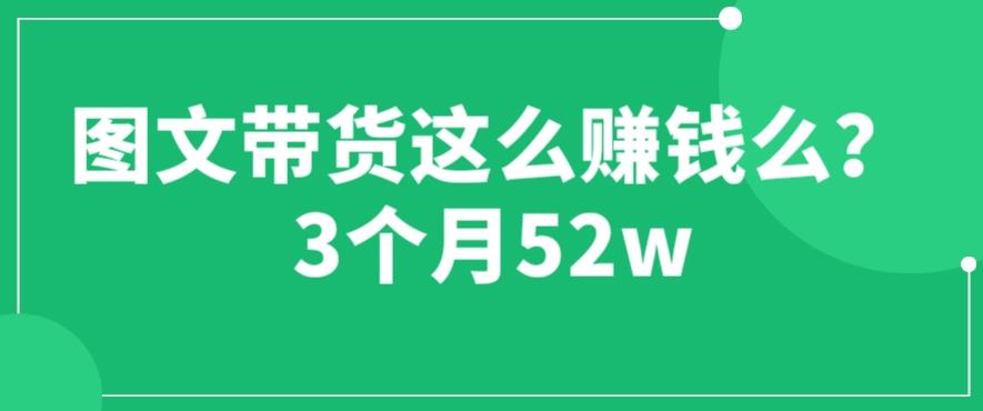 图文带货这么赚钱么? 3个月52W 图文带货运营加强课【揭秘】-靠谱项目库