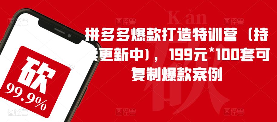 拼多多爆款打造特训营（持续更新中)，199元*100套可复制爆款案例-靠谱项目库