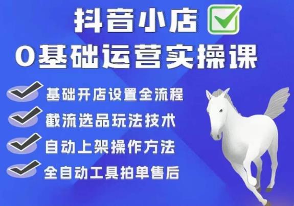白马电商·0基础抖店运营实操课，基础开店设置全流程，截流选品玩法技术-靠谱项目库