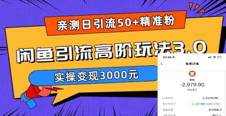 亲测日引50+精准粉，闲鱼引流高阶玩法3.0，实操变现3000元【揭秘】-靠谱项目库