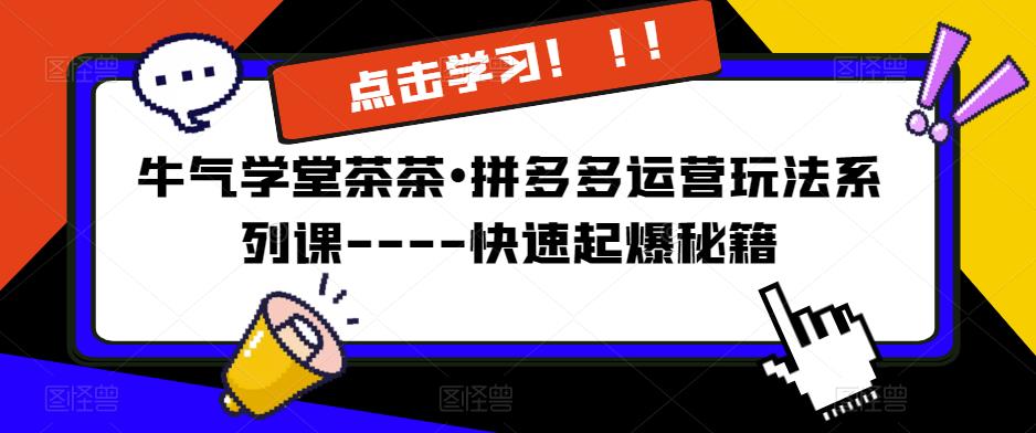 牛气学堂茶茶•拼多多运营玩法系列课—-快速起爆秘籍-靠谱项目库